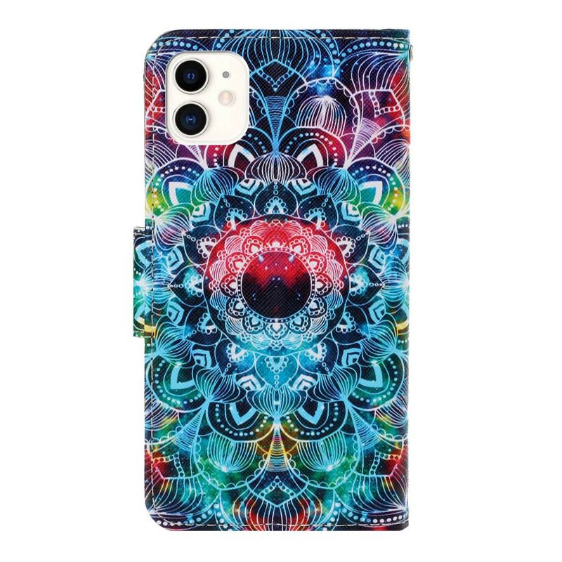 Capa Flip Para iPhone 12 / 12 Pro De Cordão Mandala De Tiras Chamativas