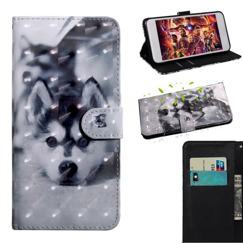 Capa Folio Para iPhone 12 / 12 Pro Ponto De Luz Gustave. O Cachorro