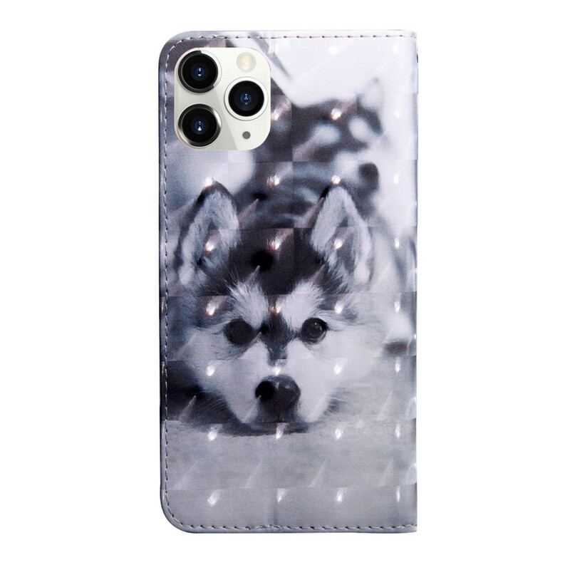 Capa Folio Para iPhone 12 / 12 Pro Ponto De Luz Gustave. O Cachorro