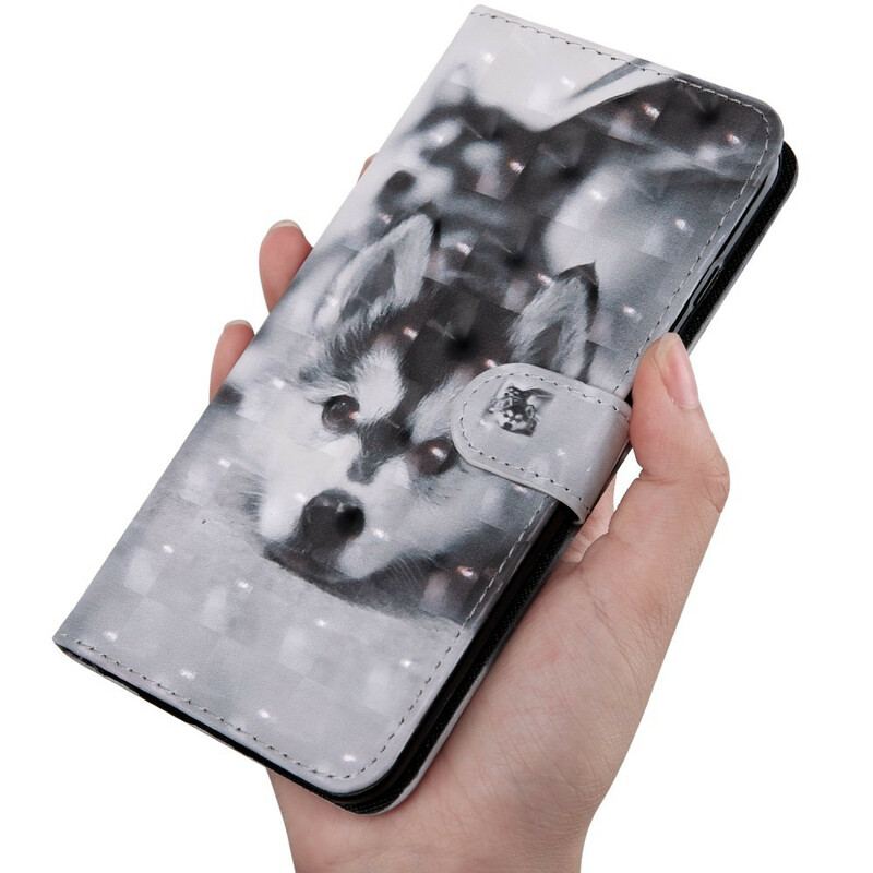 Capa Folio Para iPhone 12 / 12 Pro Ponto De Luz Gustave. O Cachorro