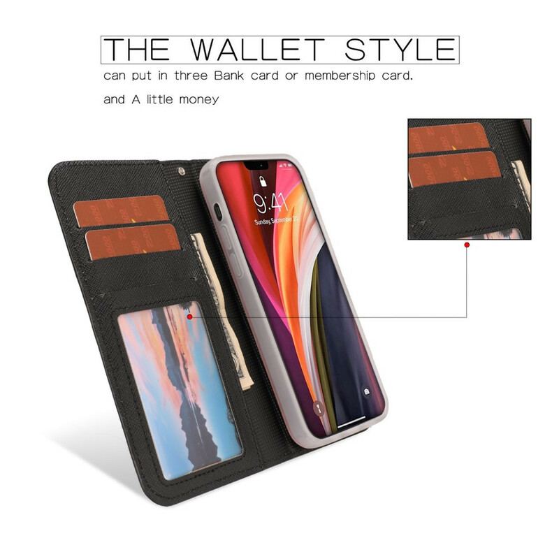 Capa Capa Folio Para iPhone 12 / 12 Pro Texturizado Com Destacável