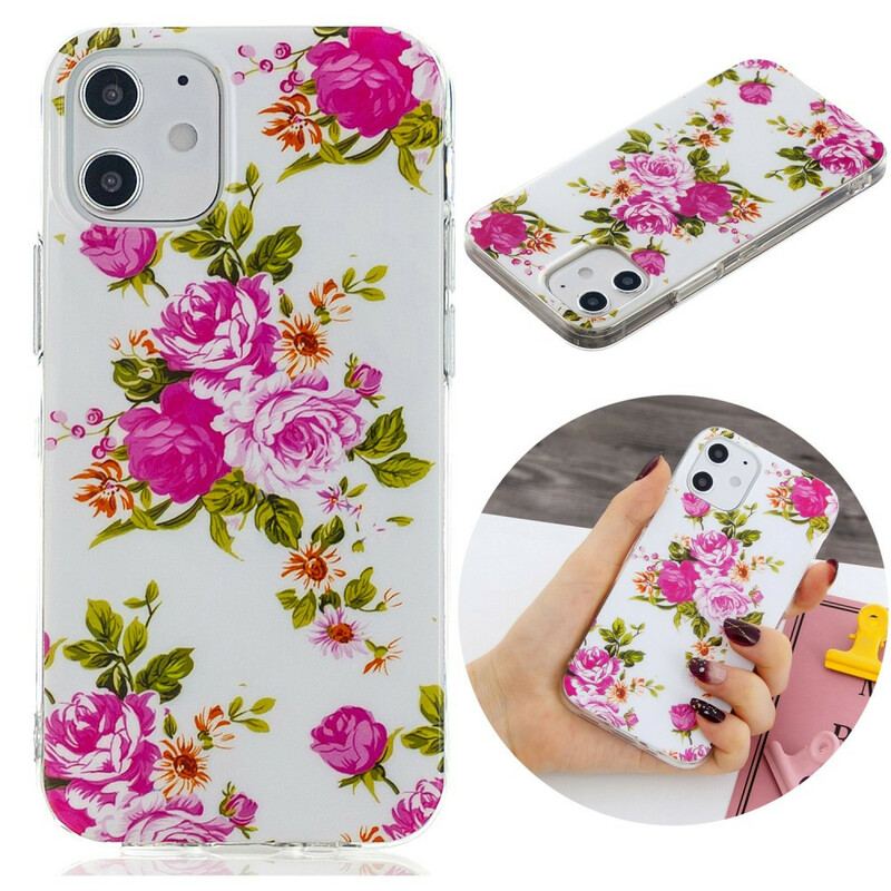 Capa Para iPhone 12 / 12 Pro Flores Da Liberdade Fluorescentes