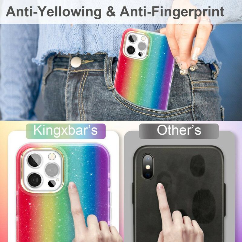 Capa Para iPhone 12 / 12 Pro Lantejoulas Multicoloridas Kingxbar