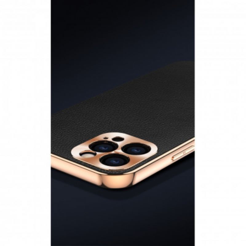 Capa Para iPhone 12 / 12 Pro Capa Proteção Proteção De Módulo Fotográfico De Couro Genuíno