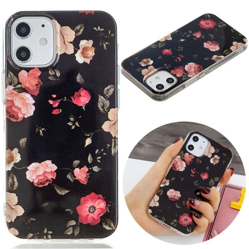 Capa Para iPhone 12 / 12 Pro Série Floral Fluorescente