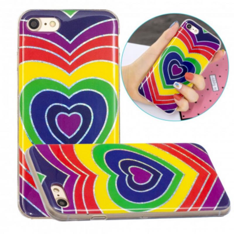 Capa De Celular Para iPhone SE 3 / SE 2 / 8 / 7 Coração Vintage Glitter