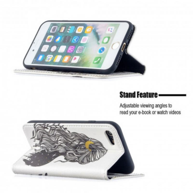 Capa De Celular Para iPhone SE 3 / SE 2 / 8 / 7 Flip Cabelo Bonito
