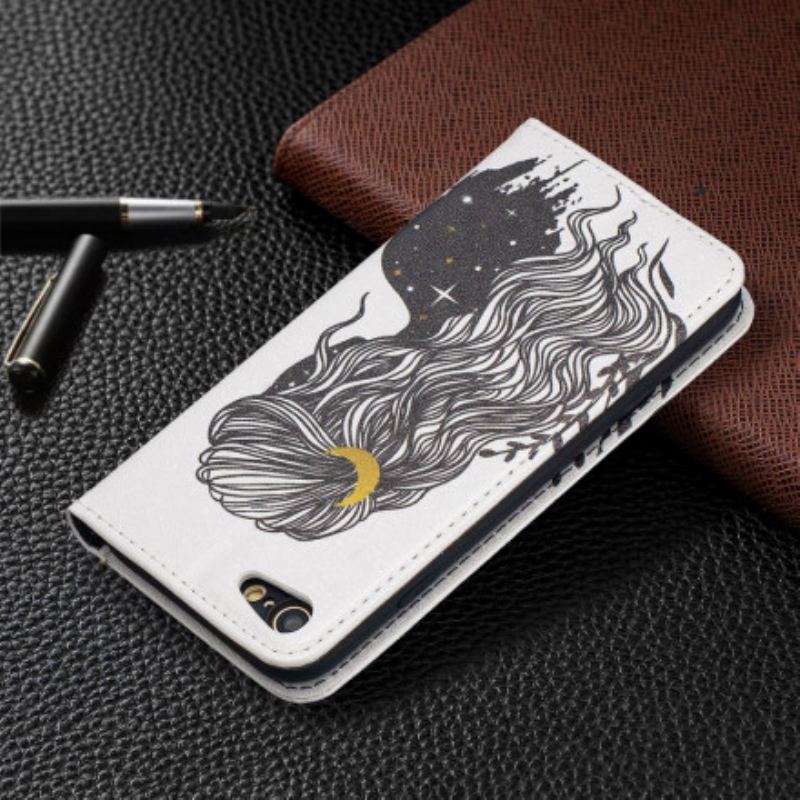 Capa De Celular Para iPhone SE 3 / SE 2 / 8 / 7 Flip Cabelo Bonito