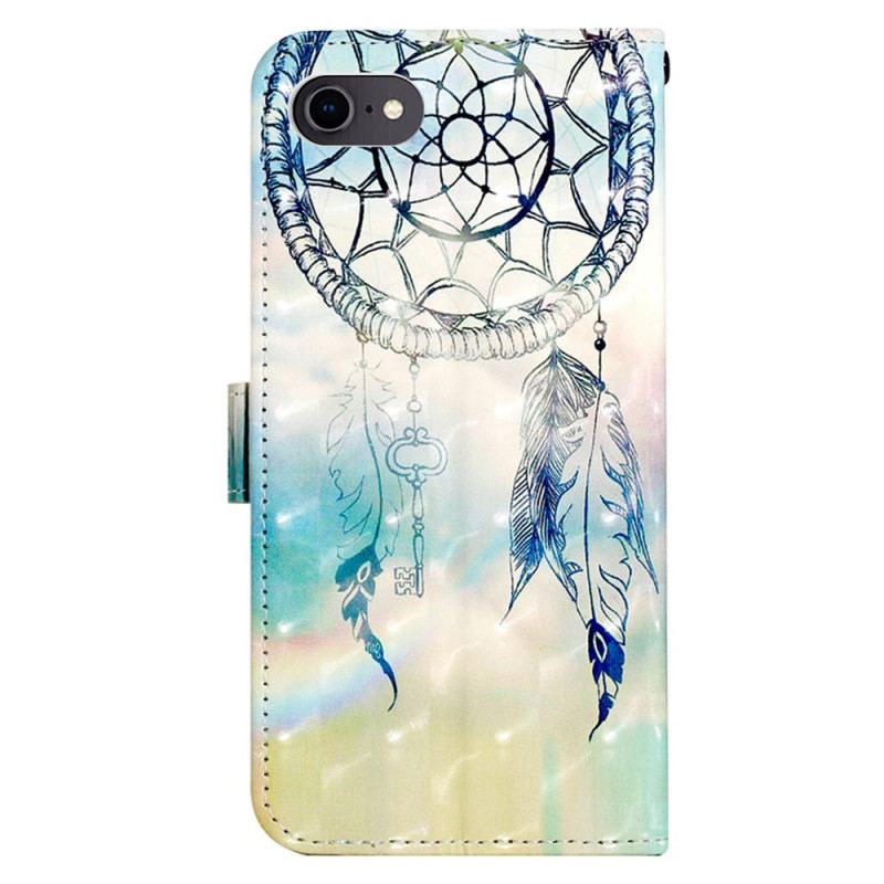 Capa De Couro Para iPhone SE 3 / SE 2 / 8 / 7 De Cordão Correia Apanhador De Sonhos