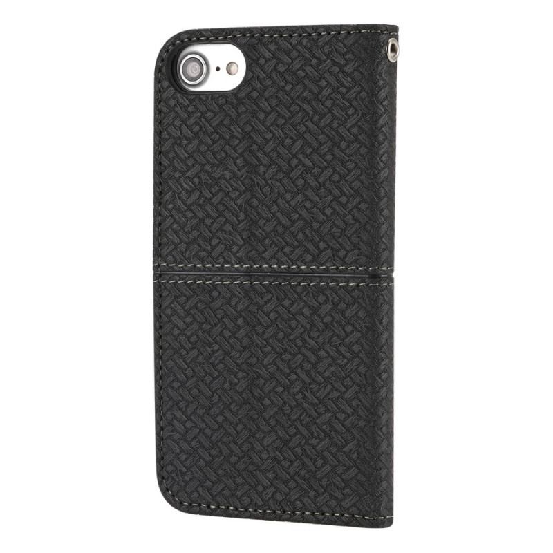 Capa Flip Para iPhone SE 3 / SE 2 / 8 / 7 De Cordão Estilo Tecido Tiras