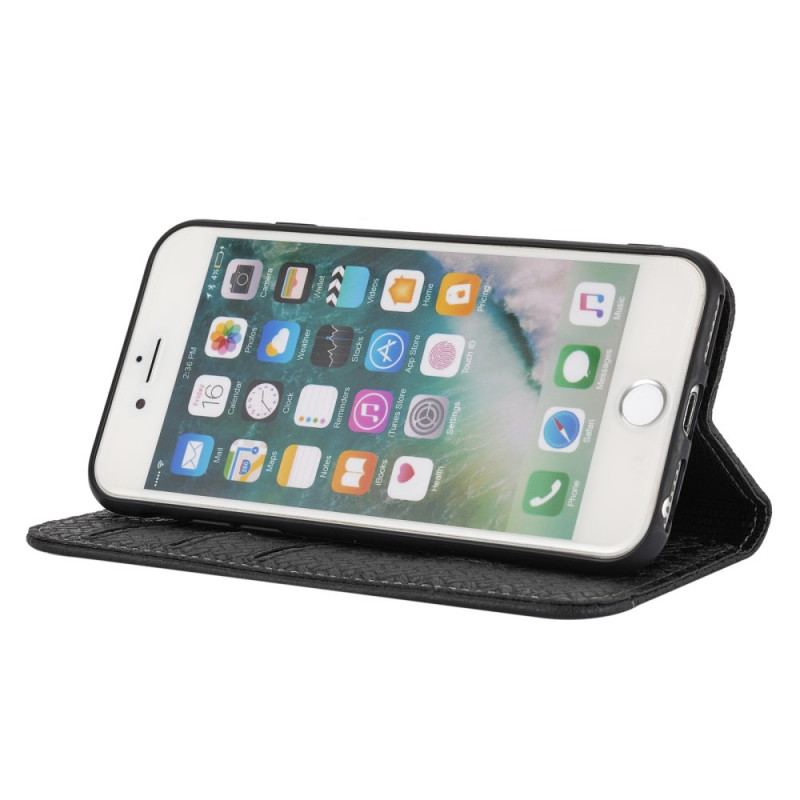 Capa Flip Para iPhone SE 3 / SE 2 / 8 / 7 De Cordão Estilo Tecido Tiras