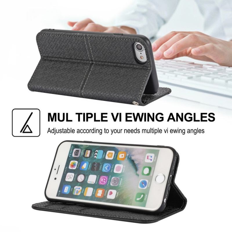 Capa Flip Para iPhone SE 3 / SE 2 / 8 / 7 De Cordão Estilo Tecido Tiras