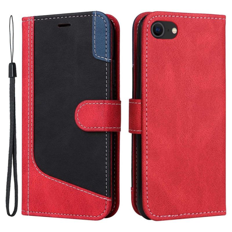 Capa Flip Para iPhone SE 3 / SE 2 / 8 / 7 De Cordão Padrão Gráfico De Tiras