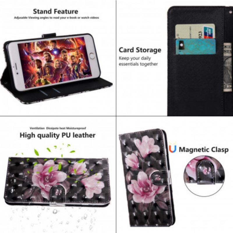 Capa Flip Para iPhone SE 3 / SE 2 / 8 / 7 Flores Em Flor