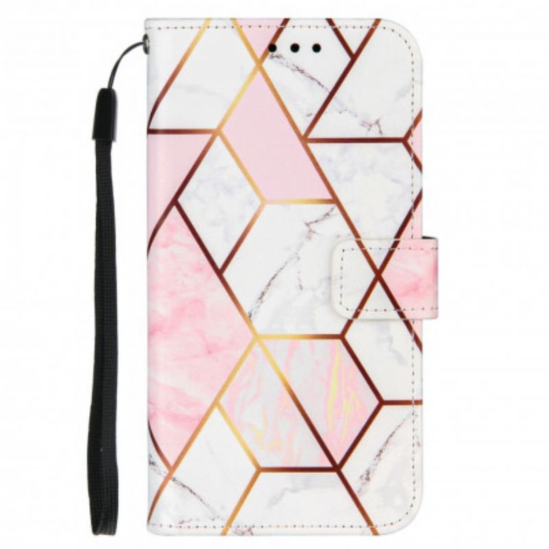 Capa Folio Para iPhone SE 3 / SE 2 / 8 / 7 Mármore Com Cordão
