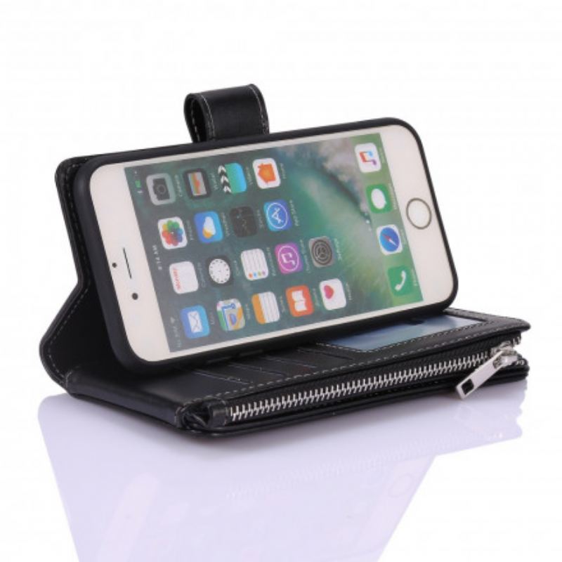 Capa Folio Para iPhone SE 3 / SE 2 / 8 / 7 Porta-moedas Empresarial Multifuncional