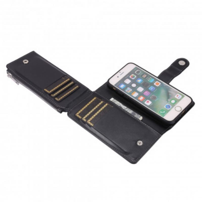 Capa Folio Para iPhone SE 3 / SE 2 / 8 / 7 Porta-moedas Empresarial Multifuncional