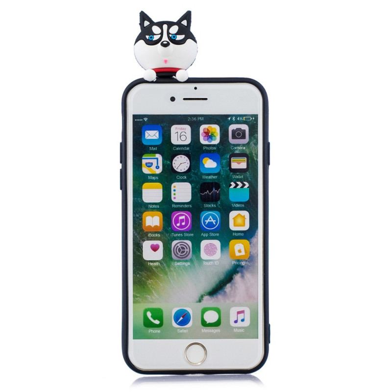 Capa Para iPhone SE 3 / SE 2 / 8 / 7 Cachorro Divertido Em 3d