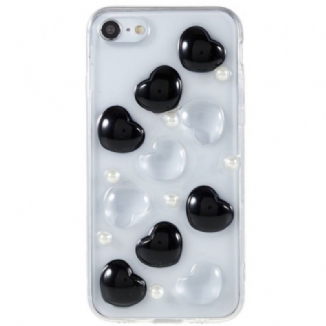 Capa Para iPhone SE 3 / SE 2 / 8 / 7 Corações 3d