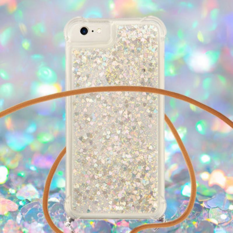 Capa Para iPhone SE 3 / SE 2 / 8 / 7 Lantejoulas E Cordão