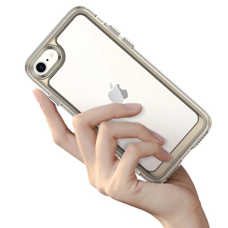 Capa Para iPhone SE 3 / SE 2 / 8 / 7 Transparente Com Moldura Colorida