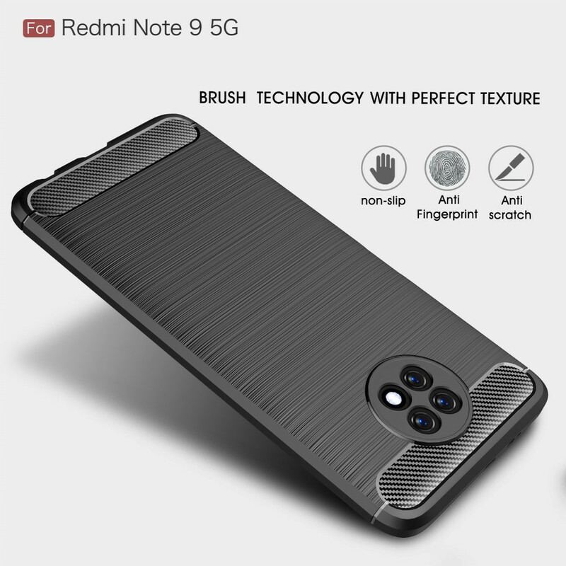 Capa Para Xiaomi Redmi Note 9 5G Fibra De Carbono Escovada