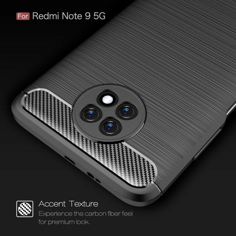 Capa Para Xiaomi Redmi Note 9 5G Fibra De Carbono Escovada