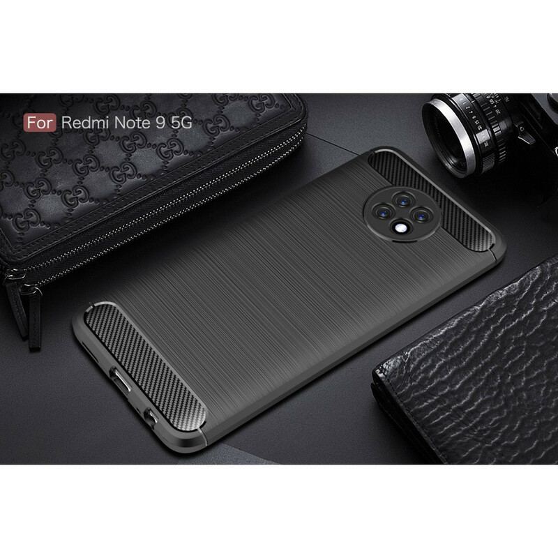 Capa Para Xiaomi Redmi Note 9 5G Fibra De Carbono Escovada
