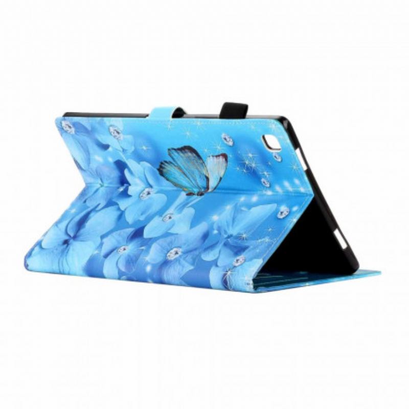 Capa De Couro Para Samsung Galaxy Tab A7 (2020) Borboletas De Diamante