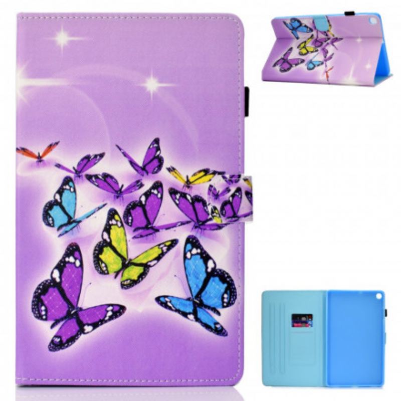 Capa De Couro Para Samsung Galaxy Tab A7 (2020) Borboletas Pintadas