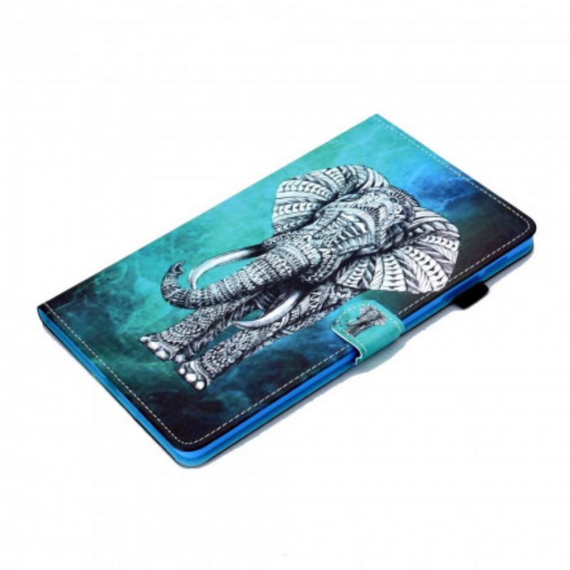 Capa De Couro Para Samsung Galaxy Tab A7 (2020) Elefante Tribal