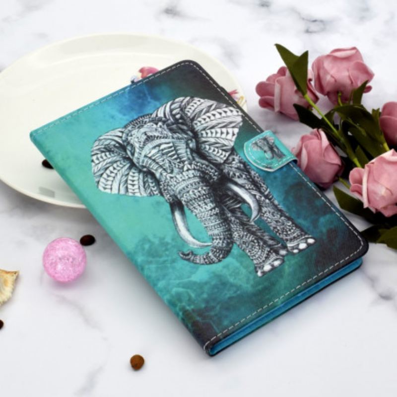 Capa De Couro Para Samsung Galaxy Tab A7 (2020) Elefante Tribal