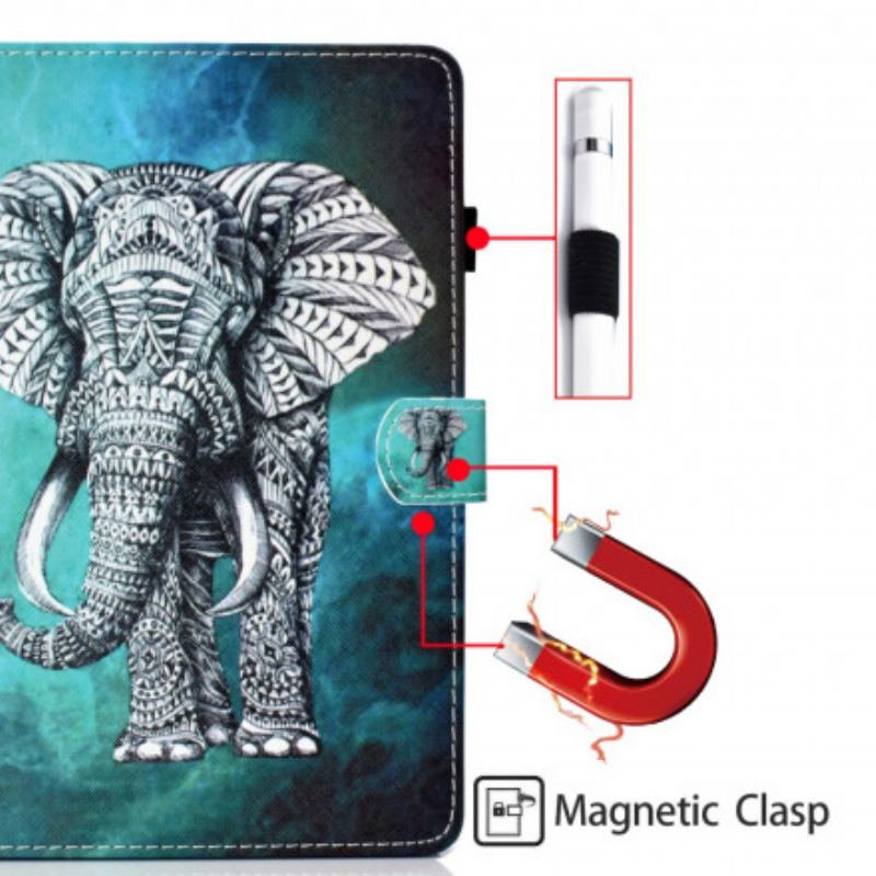 Capa De Couro Para Samsung Galaxy Tab A7 (2020) Elefante Tribal