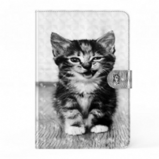 Capa De Couro Para Samsung Galaxy Tab A7 (2020) Gatinho Ponto De Luz
