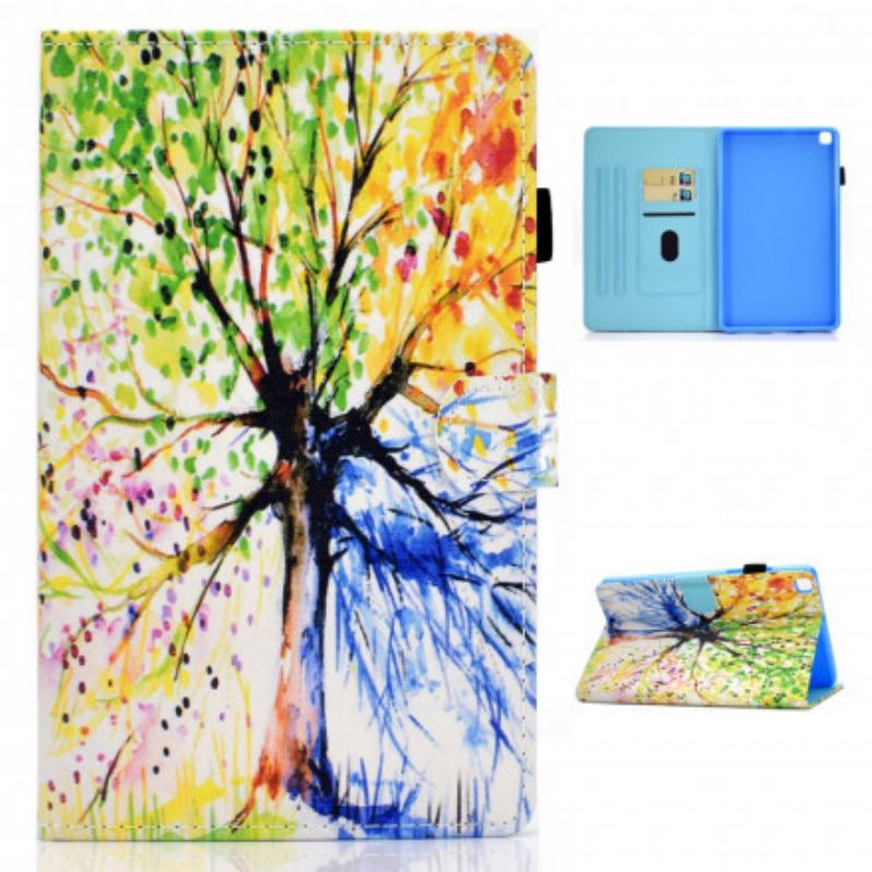 Capa Em Pele Para Samsung Galaxy Tab A7 (2020) Aquarela Árvore