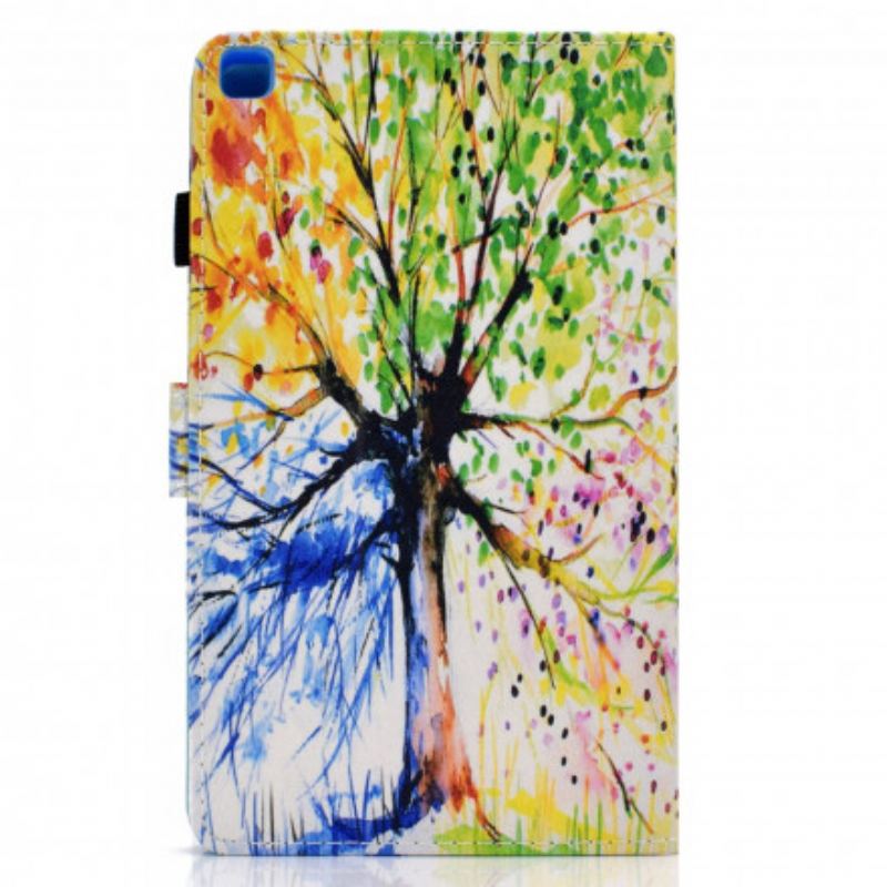 Capa Em Pele Para Samsung Galaxy Tab A7 (2020) Aquarela Árvore