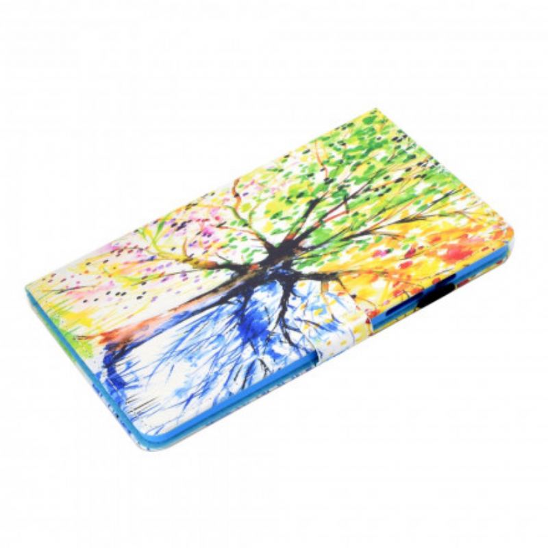 Capa Em Pele Para Samsung Galaxy Tab A7 (2020) Aquarela Árvore