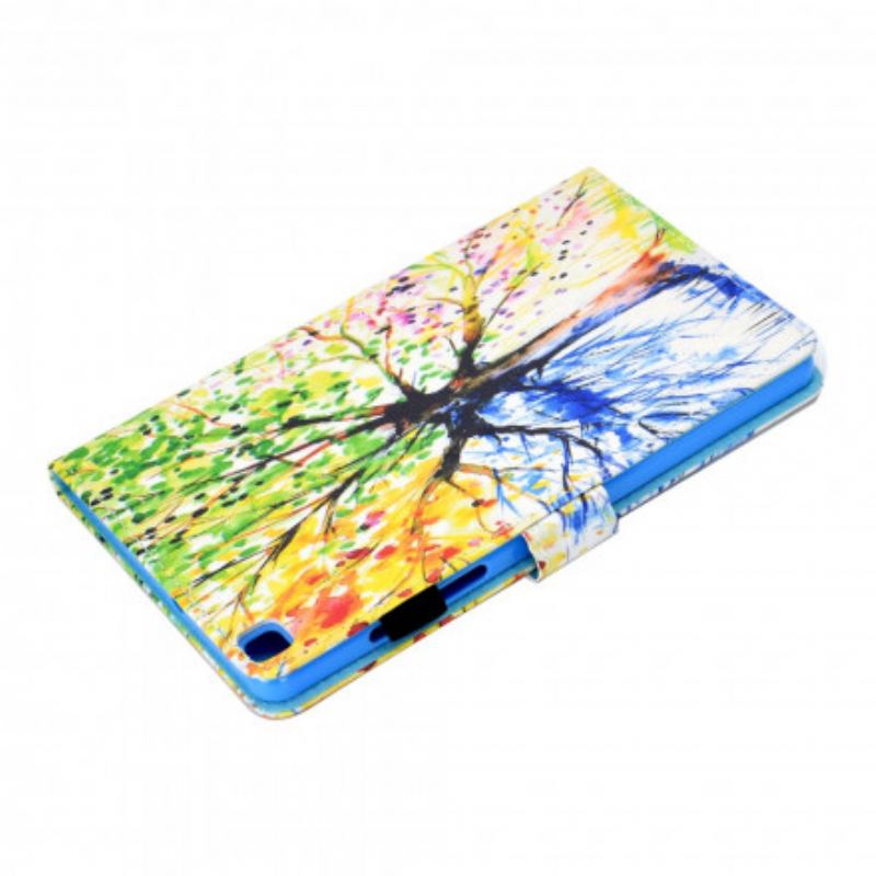 Capa Em Pele Para Samsung Galaxy Tab A7 (2020) Aquarela Árvore