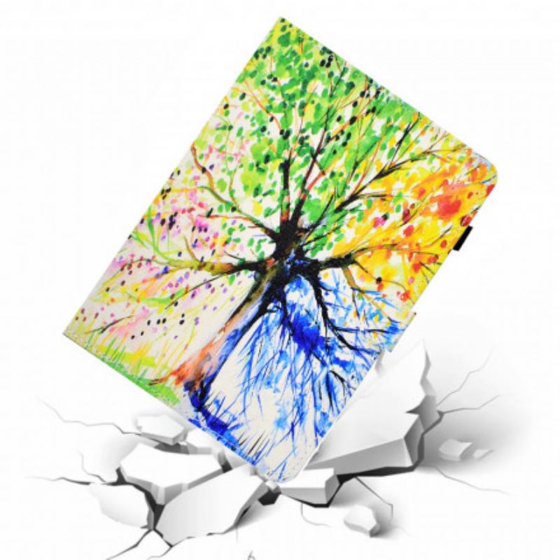 Capa Em Pele Para Samsung Galaxy Tab A7 (2020) Aquarela Árvore