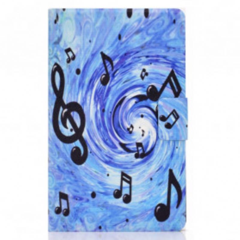 Capa Em Pele Para Samsung Galaxy Tab A7 (2020) Notas Musicais