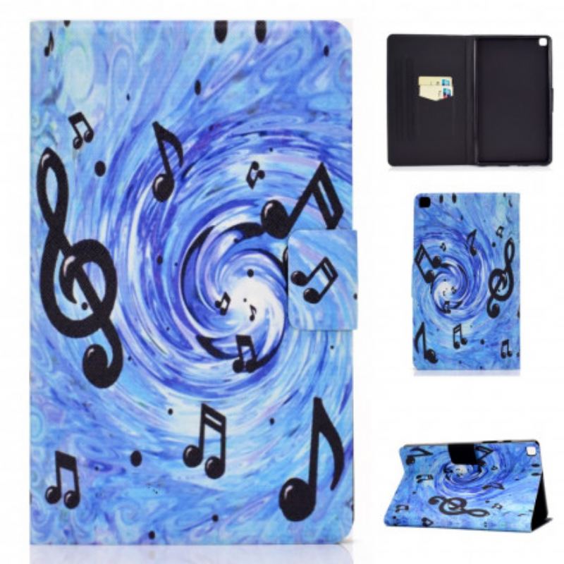 Capa Em Pele Para Samsung Galaxy Tab A7 (2020) Notas Musicais