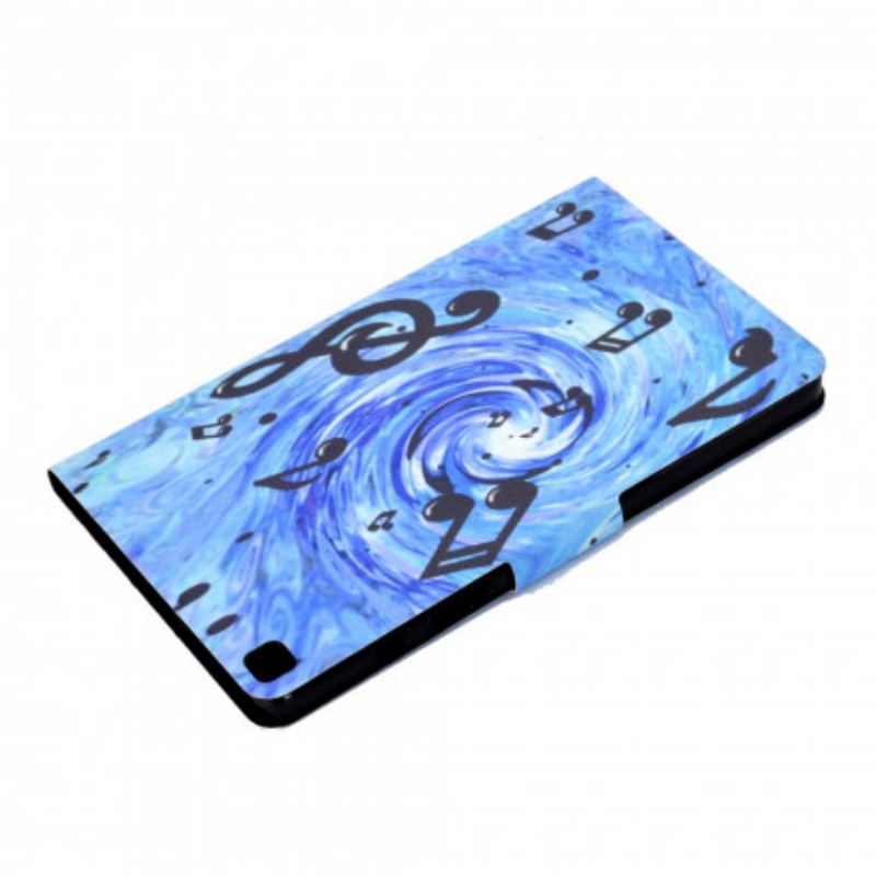 Capa Em Pele Para Samsung Galaxy Tab A7 (2020) Notas Musicais