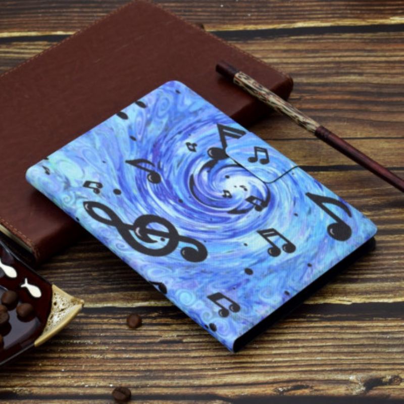 Capa Em Pele Para Samsung Galaxy Tab A7 (2020) Notas Musicais
