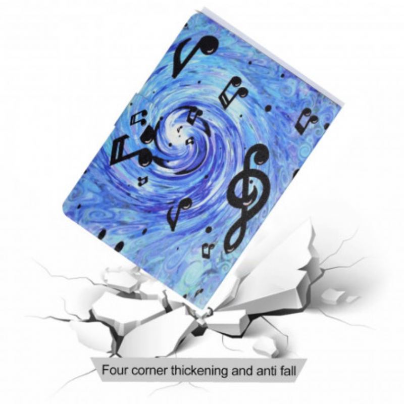 Capa Em Pele Para Samsung Galaxy Tab A7 (2020) Notas Musicais