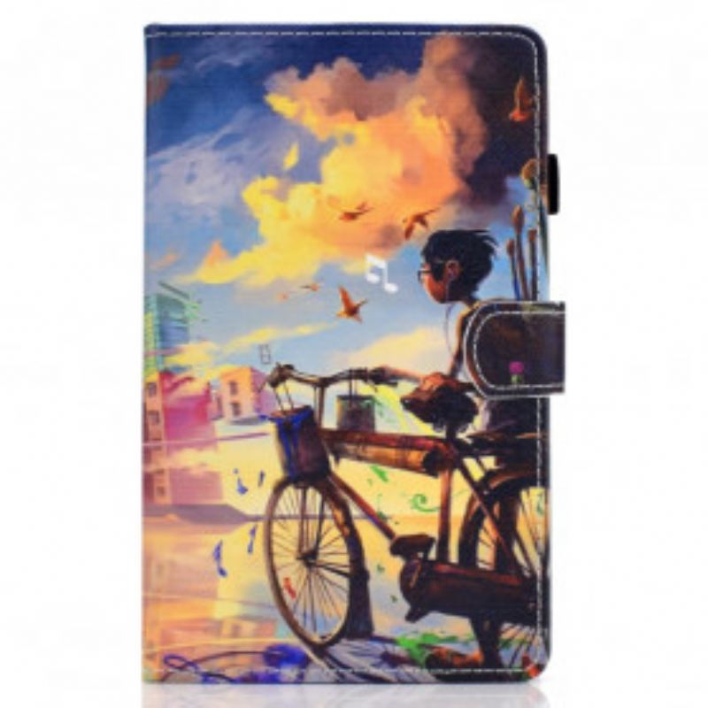 Capa Flip Para Samsung Galaxy Tab A7 (2020) Arte Da Bicicleta