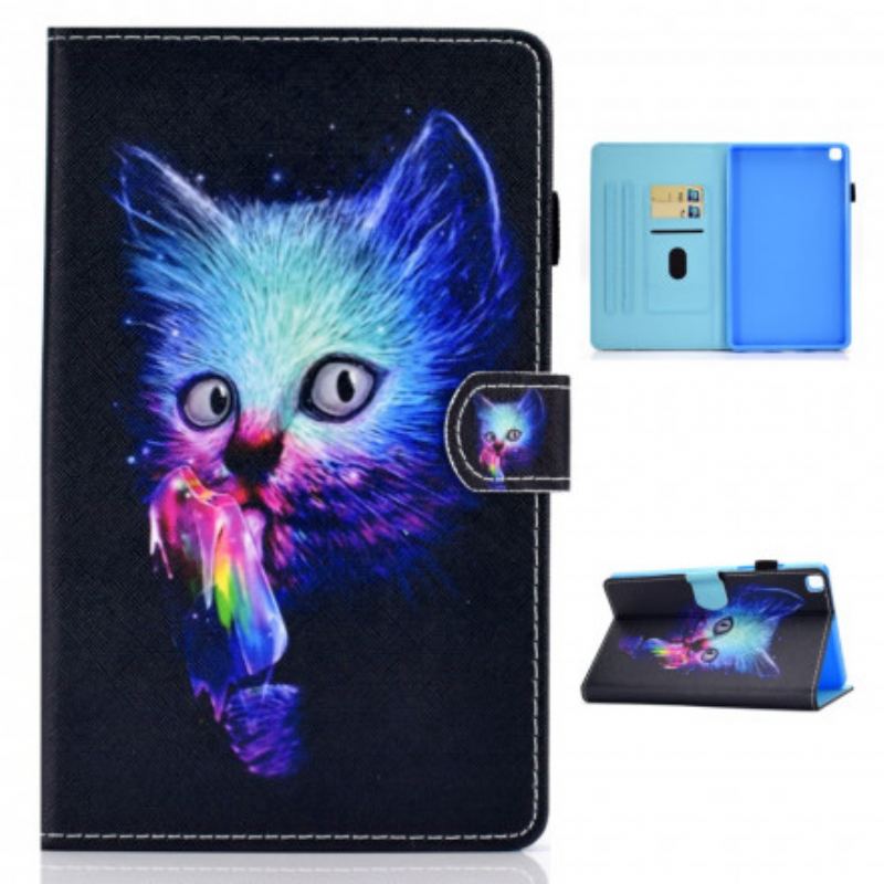 Capa Flip Para Samsung Galaxy Tab A7 (2020) Gato Psicótico