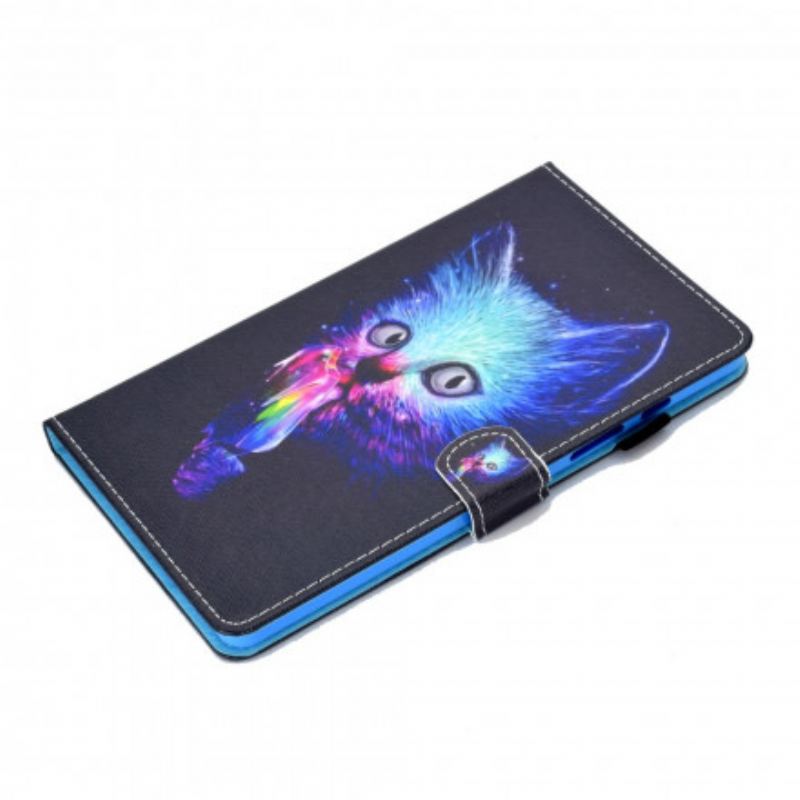 Capa Flip Para Samsung Galaxy Tab A7 (2020) Gato Psicótico