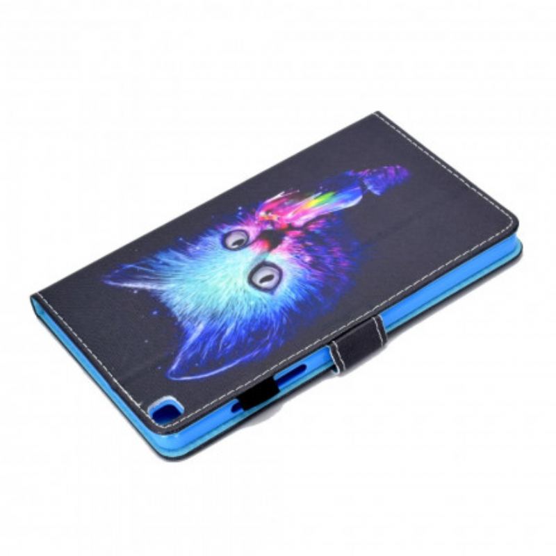 Capa Flip Para Samsung Galaxy Tab A7 (2020) Gato Psicótico