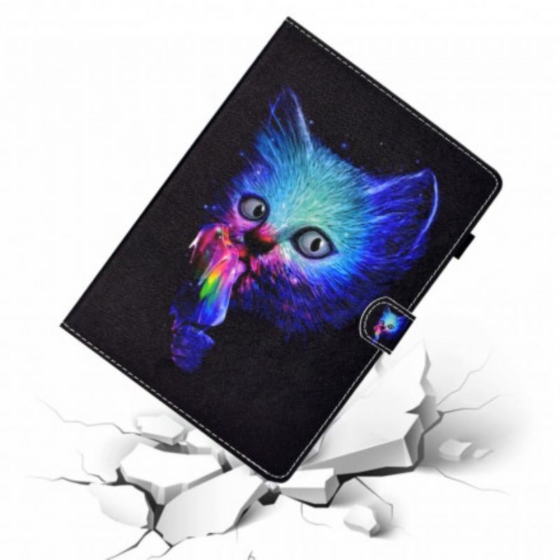 Capa Flip Para Samsung Galaxy Tab A7 (2020) Gato Psicótico