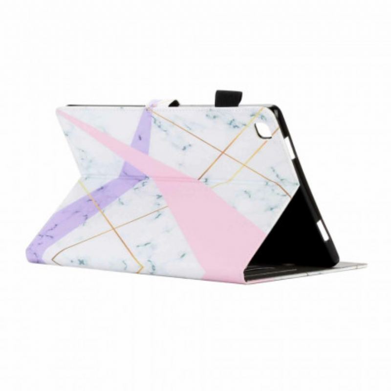 Capa Flip Para Samsung Galaxy Tab A7 (2020) Geometria De Mármore